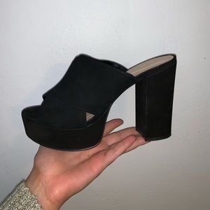 Aldo black suede platform mules size 8